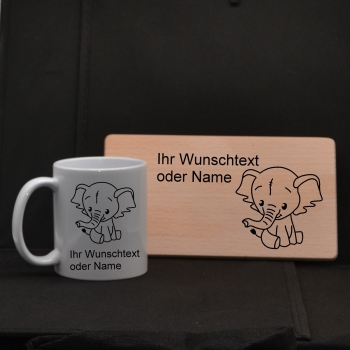 Früchstücksbrettchen mit Tasse -Elefant